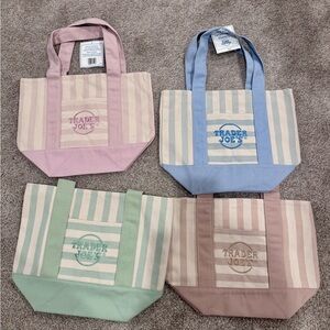 Trader Joe's Striped Mini Canvas Tote Bag - Pastel Stripe- Limited Edition